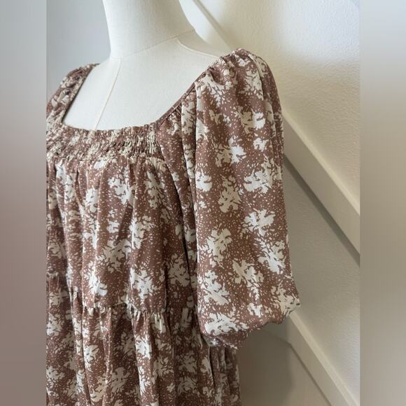 By Together Morning Dew Square Neck Floral Babydoll Puff Sleeve Dress Size S - Picture 3 of 11
